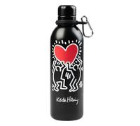 Grupo Erik Botella de agua acero inoxidable Keith Haring | Botella termica 500ml negra para mujer y tapón hermético, Water bottle con Aislamiento Doble pared Frio/Calor