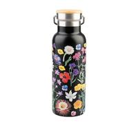 Botella de agua acero inoxidable mujer Flores - Cantimplora Termica 500ml negra con Asa para gimnasio u oficina | Water bottle con Aislamiento Doble pared Frio/Calor | Regalo original mujer
