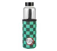 Botella Demon Slayer Manga - Botella agua cristal para niños Guardianes de la noche 500ml - Water bottle con funda protectora y tapón hérmetico │ Regalos para fans, Merchandising Oficial