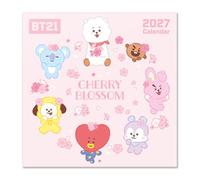 Grupo Erik BT21 Calendario 2027 Pared - Almanaque 2027 30x30cm | Planificador Mensual, 12 Ilustraciones, Póster Incluido, Sobre Protector, Bt21 Merchandising Oficial