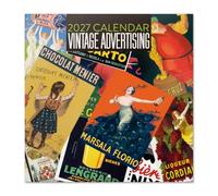 Grupo Erik Calendario 2027 Pared Publicidad Vintage - Almanaque 16 Meses | 30x30cm, Planificador Mensual, 12 Ilustraciones en Sobre Protector