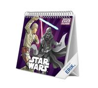 Grupo Erik Calendario sobremesa 2026 Star Wars - Almanaque de mesa 2026 Con espacio para Anotar, Vista Mensual global, Ilustraciones y Base resistente (19,5 x 16,5cm)