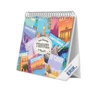 Grupo Erik Calendario sobremesa 2026 Viajes - Almanaque de mesa 2026 Con espacio para Anotar, Vista Mensual global, Ilustraciones y Base resistente (19,5 x 16,5cm)