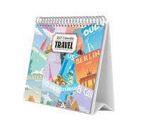 Grupo Erik Calendario Sobremesa 2027 Viajes - Calendario Mesa 19,5x16,5cm | Planificador Mensual, 12 Ilustraciones, 2 Formatos, Caja Protectora