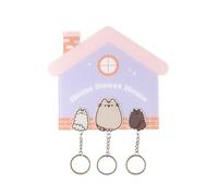 Grupo Erik Cuelga Llaves Pared Gato Pusheen Cat con 3 Llaveros Originales: Regalo Gato Llavero Pusheen para Decoración Hogar | Colgador de llaves para pared de Entrada 16 x 16 cm