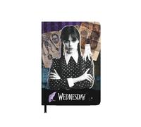 Grupo Erik Cuaderno A5 hojas blancas Miercoles Addams - Journaling notebook | Bloc de notas- Cuadernos tapa dura con marcapáginas, 192 págs