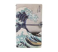 Grupo Erik Cuaderno de viaje Hokusai Ola de Kanagawa - Cuaderno de notas - Cuaderno cuero sintético 19,6x12cm | Diario personal - Bloc notas - Papelería bonita