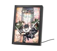 Grupo Erik Cuadro Ataque a los Titanes Manga - Marco Anime Accesorios Luz Led, Cuadros Decoracion Dormitorios | Lampara Escritorio - Anime Merchandising: 3 Tonos de Luz y 5 Niveles Brillo, 20x28cm