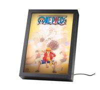 Cuadro One piece Manga - Poster enmarcado con LUZ LED para Decoracion Hogar o Set Up Gaming | One Piece Merchandising Regalos para Fans del Manga y Anime | 3 Tonos Luz y 5 Niveles Brillo (20x28cm)