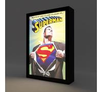 Grupo Erik Cuadro Superman Comic DC - Marco Regalo Friki Accesorios Luz Led, Cuadros Decoracion Dormitorios | Lampara Escritorio: 3 Tonos de Luz y 5 Niveles Brillo, 20x28cm