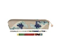 Grupo Erik Estuche Pequeño Hokusai - Estuche Tela Estampado + Bolígrafo + Lápiz │ Estuches Escolares, Porta Lapiz Escolar (21 x 4,5X 4,5) | Regalo Original Mujer y Regalo Original Hombre