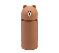 Grupo Erik Estuche Silicona Line Friends Brown - Estuche Escolar Extensible con Cremallera para niños y niñas | Potalápices Vertical pequeño Práctico para Materiales Escolares para la Vuelta al Cole