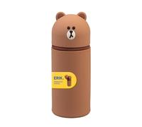 Grupo Erik Estuche Silicona Line Friends Brown - Estuche Escolar Extensible con Cremallera para niños y niñas | Potalápices Vertical pequeño Práctico para Materiales Escolares para la Vuelta al Cole