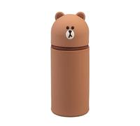 Grupo Erik Estuche Silicona Line Friends Brown - Estuche Escolar Extensible con Cremallera para niños y niñas | Potalápices Vertical pequeño Práctico para Materiales Escolares para la Vuelta al Cole