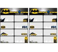 Grupo Erik Etiquetas adhesivas Batman - Pegatinas libro nombres/Pack etiquetas escolares - Papeleria Batman - Vuelta al cole material escolar - Producto con licencia oficial (Paquete de 2)