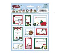 Grupo Erik Etiquetas adhesivas Navidad, BT21 - Etiquetas regalo Navidad / 18 Etiquetas Navidad - Etiquetas regalo - Pegatinas navidad regalos, ELE0324