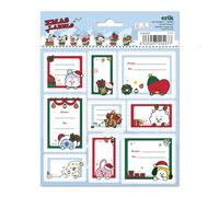 Grupo Erik Etiquetas adhesivas Navidad, BT21 - Etiquetas regalo Navidad / 18 Etiquetas Navidad - Etiquetas regalo - Pegatinas navidad regalos, ELE0324