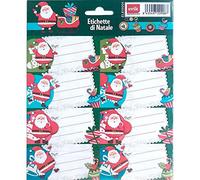 Grupo Erik: Etiquetas navideñas adhesivas de Papá Noel | Pack 16 etiquetas adhesivas para Navidad en italiano, para usar como etiquetas de regalo de Navidad para personalizar regalos o etiquetas regalos de Navidad