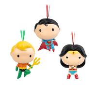 Grupo Erik Set Adornos Navidad DC Comics - Pack Adornos Navidad árbol de Navidad, 3 Figuras superhéroes: Figura Superman, Figura Wonder Woman y Figura Aquaman - Decoración Navidad DC Comics