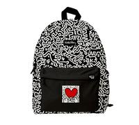 Grupo Erik Mochila Escolar Adolescente Keith Haring - Mochila Negra Instituto para niños y niñas | Material Escolar Vuelta al Cole
