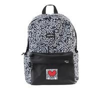 Grupo Erik Mochila Escolar Adolescente Keith Haring - Mochila Negra Instituto para niños y niñas | Material Escolar Vuelta al Cole