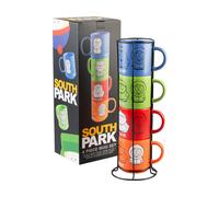 Grupo Erik Mugs Set of 4 - South Park Merchandise Stacking Mugs with Stand 10.