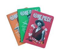 Grupo Erik One Piece Libretas A5 - Pack de Cuadernos A5 | 3 formatos distintos: punteado + hojas blancas + lineas, Merchansising Oficial, Con Tapas blandas, 64 págs cada bloc de notas
