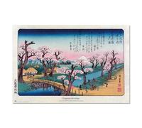 Grupo Erik Poster Cherry Trees in Bloom on The Embankment at Koganei Utagawa Hiroshige - Laminas decorativas 61x91,5cm a todo color | Posters para pared ideal decoración habitación