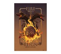 Grupo Erik Poster Juego Tronos Fire Will Reign | Laminas decorativas 61x91,5cm a todo color, Posters para pared ideal decoración habitación, Merchandising oficial