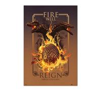 Grupo Erik Poster Juego Tronos Fire Will Reign - Laminas decorativas Juego de Tronos 61x91,5cm a todo color | Posters para pared ideal decoración habitación, Juego de Tronos Merchandising oficial