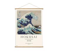 Erik Póster de tela Ola de Kanagawa – Banderola enrollable con soporte de madera 53x71 cm