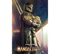 Grupo erik, póster star wars the mandalorian clan of two, baby yoda,