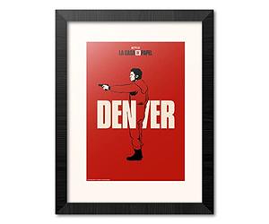 Grupo Erik Print enmarcado 30x40cm Denver - Lamina decorativa La Casa de Papel - Póster La casa de Papel/Print La Casa de Papel Denver - Decoración La casa de Papel - Producto con licencia oficial