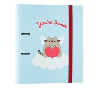 Grupo Erik Pusheen Carpeta Anillas A4 - Archivador 2 Anillas | Archivadores Escolares para Niños y Niñas, Material escolar, Tapa Dura con Banda elástica, Merchandising Oficial