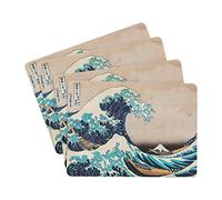 Grupo Erik Salvamantel Hokusai - Set de 4 manteles Individuales - Bandeja Decorativa rígida, Resistente al Calor y a los rayones - Accesorios Grupo Erik