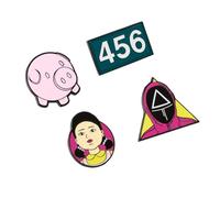 Grupo Erik Set Pins Juego del Calamar 4 Figuras, broches, Accesorio disfraz, Merchandising Oficial