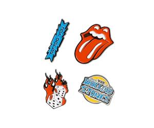 Grupo Erik Set Pins Rock - 4 Figuras, Broches Bandas de Música | Broches para mochila, chaqueta o ropa, 4 diseños esmaltados, packaging exhibición, Merchandising Oficial