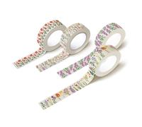 Grupo Erik Set Washi Tape Botanical Wild Flowers, 4 rollos de 3 metros-Pegatinas scrapbooking-Cinta adhesiva decorativa-Cinta decorativa scrapbooking materiales ideal para manualidades