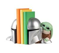 Grupo Erik Star Wars Mandalorian Sujetalibros - Sujeta Libros Originales | 2 Figuras Casco y Grogu para estantería, Regalos Frikis, Merchandising Oficial