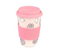 Grupo Erik Vaso termico café Pusheen - Taza termica cafe para llevar de Cerámica: Taza gato con Tapa y Agarre de Silicona Antideslizante | Tazas desayuno originales para regalar Kawaii, 400ml
