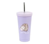 Grupo Erik Vaso termo Pusheen - Vaso con tapa y pajita 550ml, taza termica con cepillo limpieza - Vaso termico café frio o caliente sin BPA - Termo para café, Taza termo cafe para llevar
