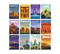 Grupo Erik Libro de 24 Postales del Mundo | Postales aesthetic para regalos originales | Postales bonitas para completar tu album | Postales Vintage ilustradas por el artista Ucraniano Antorn Firsik