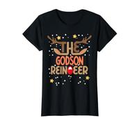 Grupo Familiar a Juego de Renos The Godson - Navidad Divertida Camiseta gráfica económica, Mujer, Negro, S