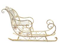 Grupo Maruccia Trineo de Papá Noel gigante de metal blanco envejecido decoración para escaparates, tiendas y casa