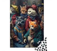 Grupo Retrato Gato 1000 Pieza S Cartón Resistente Rompecabezas Clásicos para Adultos Niños Imposible Difícil Desafío Descompresión Decoración 52x38cm/1000pcs