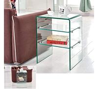 Grupo SDM - Mesas Auxiliares de Cristal - Mesa Cartago con 2 estantes (50x40x58)