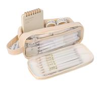 Grurun Estuche grande para lápices, estuche grande para lápices, estuche grande para lápices, organizador de almacenamiento simple, bolsa de cosméticos (blanco)