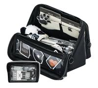 Grurun Estuche grande para lápices, gran capacidad, organizador de artículos de papelería, simple, para la oficina, el hogar, viajes, color negro