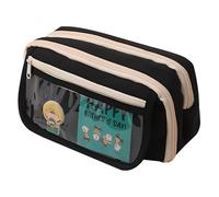 Grurun Estuche grande para lápices, gran capacidad, organizador de artículos de papelería, simple, para la oficina, el hogar, viajes, color negro