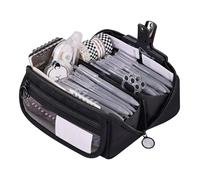 Grurun Estuche grande para lápices, gran capacidad, organizador de artículos de papelería, simple, para la oficina, el hogar, viajes, color negro